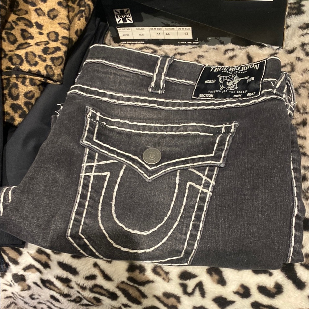 True Religion Black Jeans with White Stitching